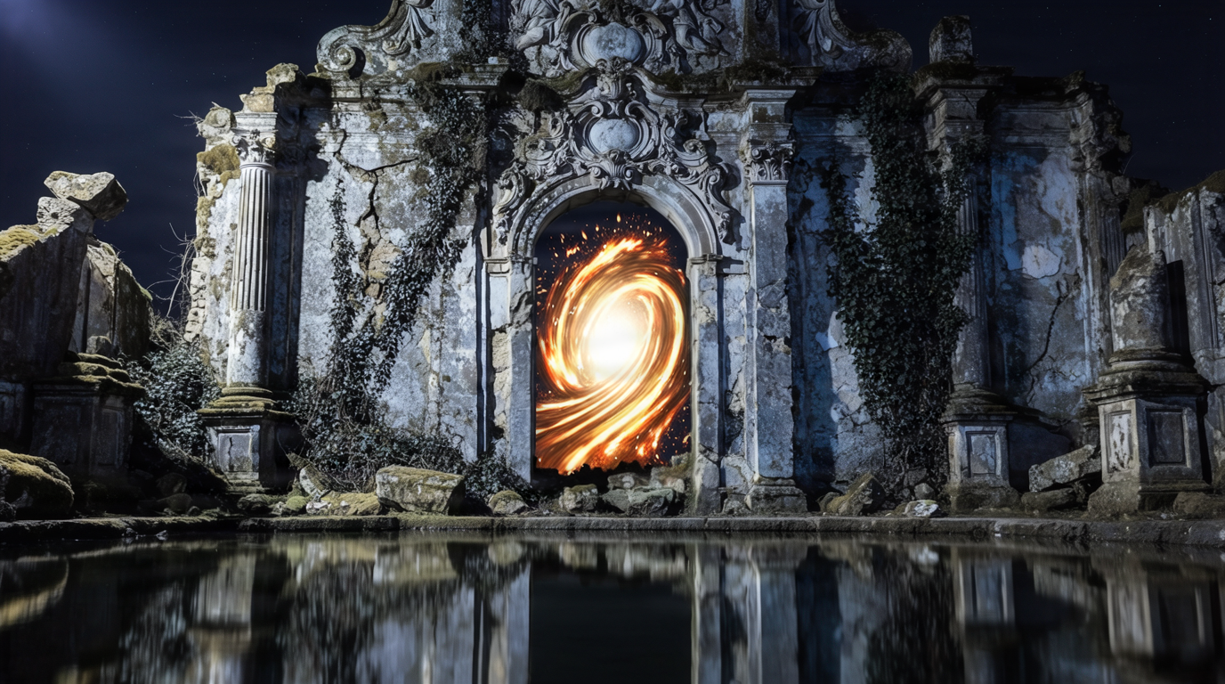 Bria Generative Fill: Golden portal in the archway