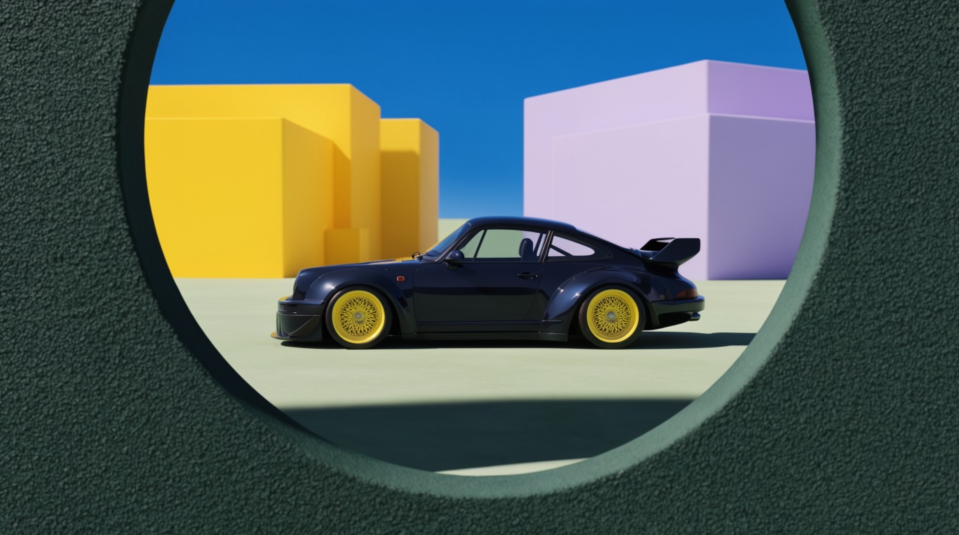 Change a material: A sports car in celadon porcelain