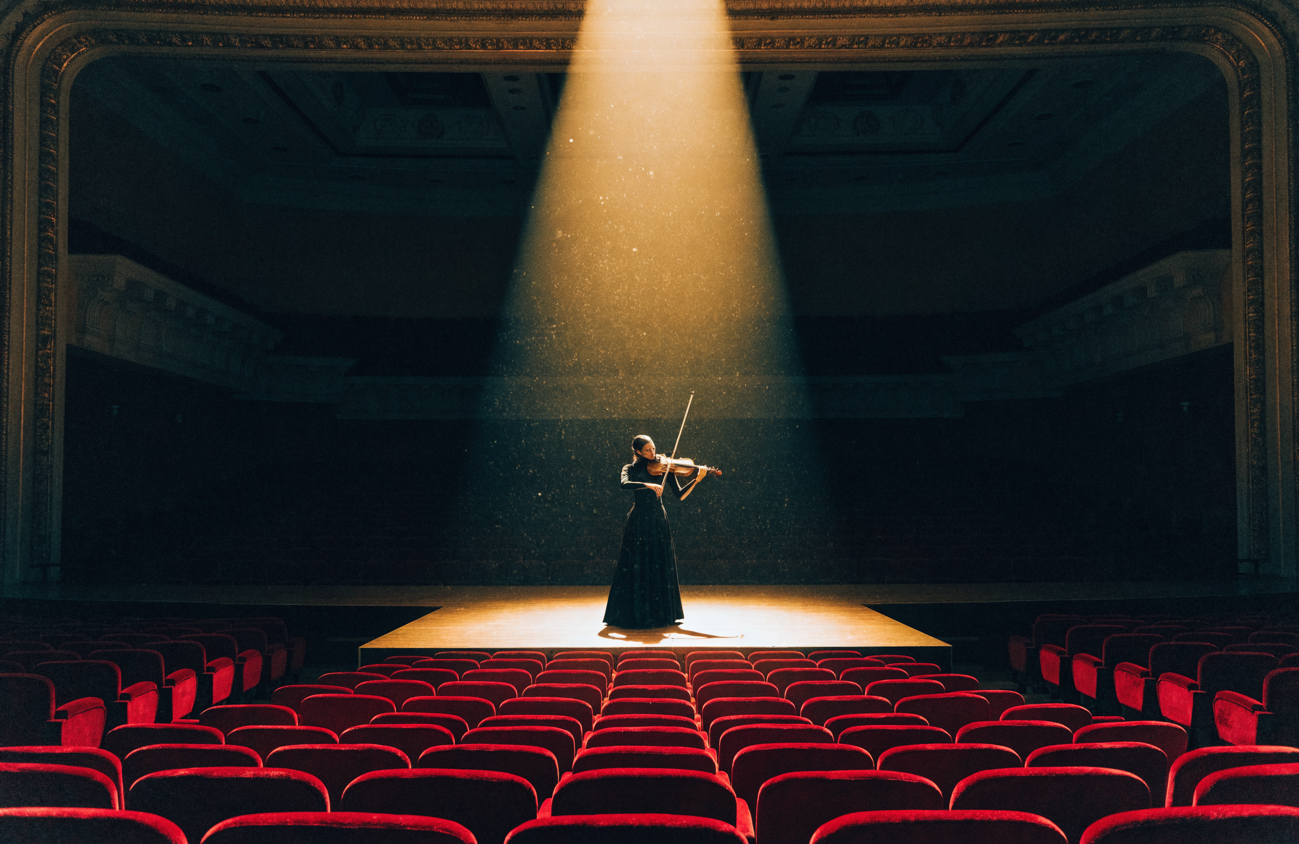 Recraft V4.1 Utility Pro Text-to-Image: Violinist in the empty hall