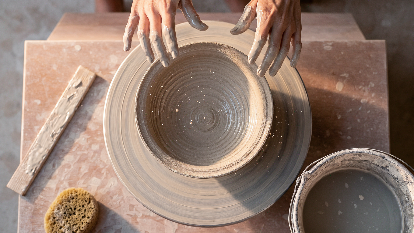 Krea 3: Text to Image: A potter's wheel at the moment the work stops