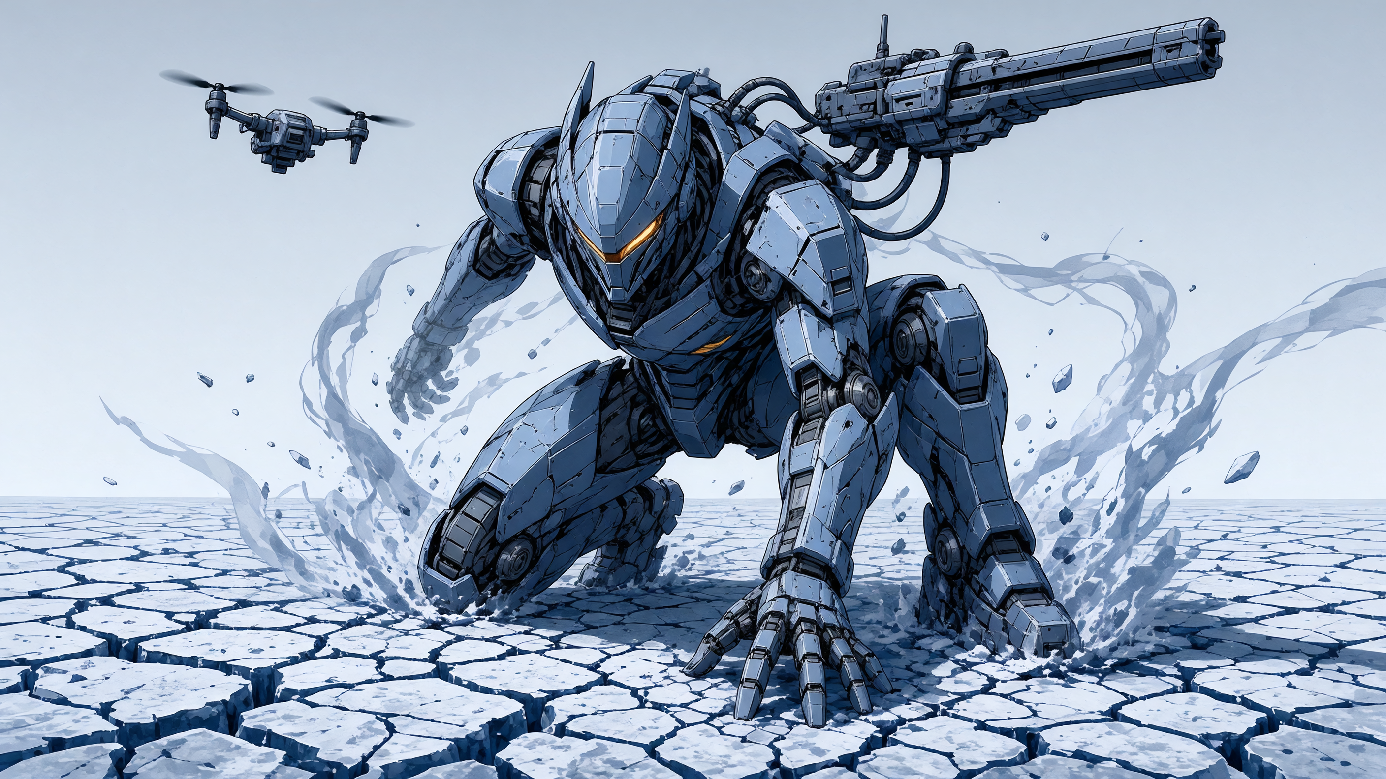 Grok Imagine Image 2.0 Text-to-Image: Steel-blue warrior on the salt flat