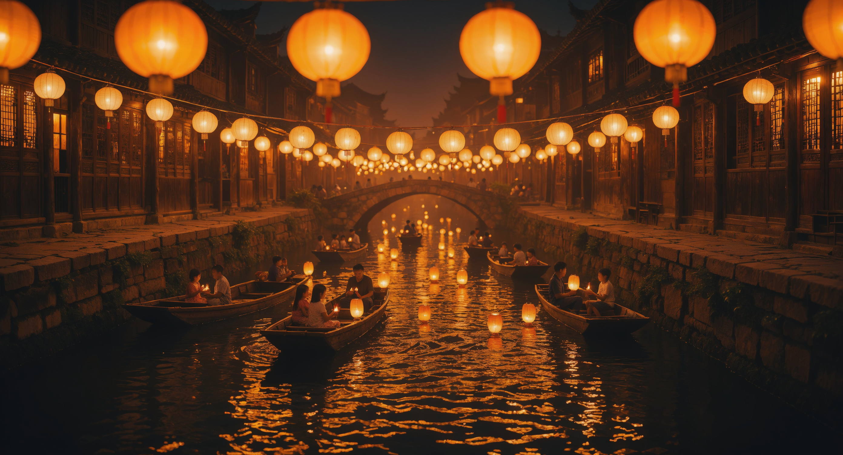 Luma Uni 1 Text-to-Image: Lantern festival canal