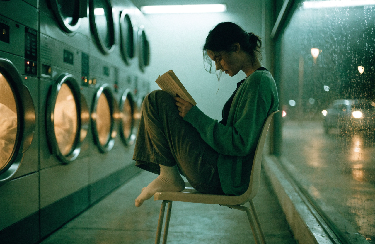 Recraft V4.1 Text-to-Image: Laundromat at 2am