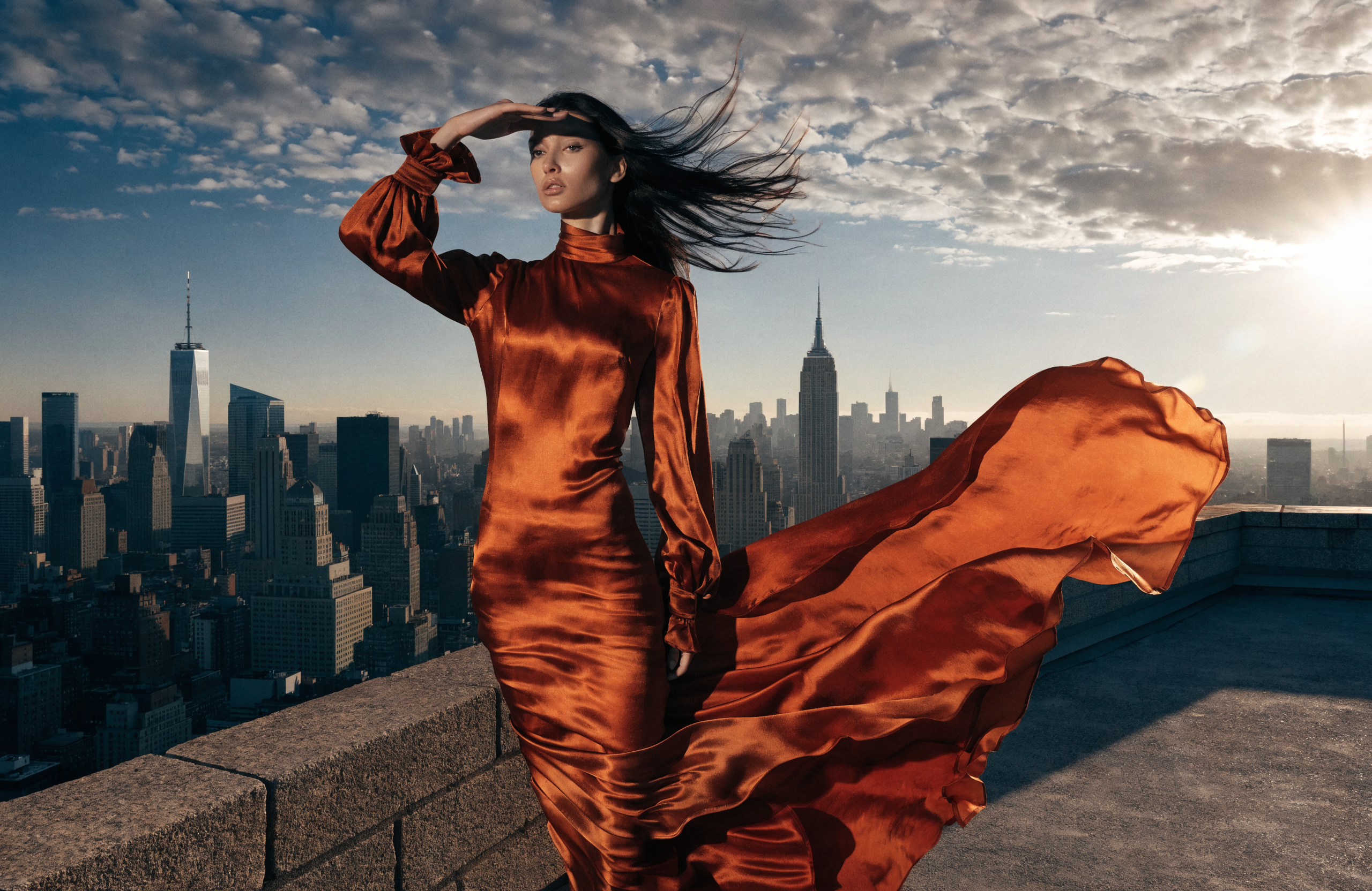 Recraft V4 Pro Text-to-Image: Rooftop fashion at golden hour