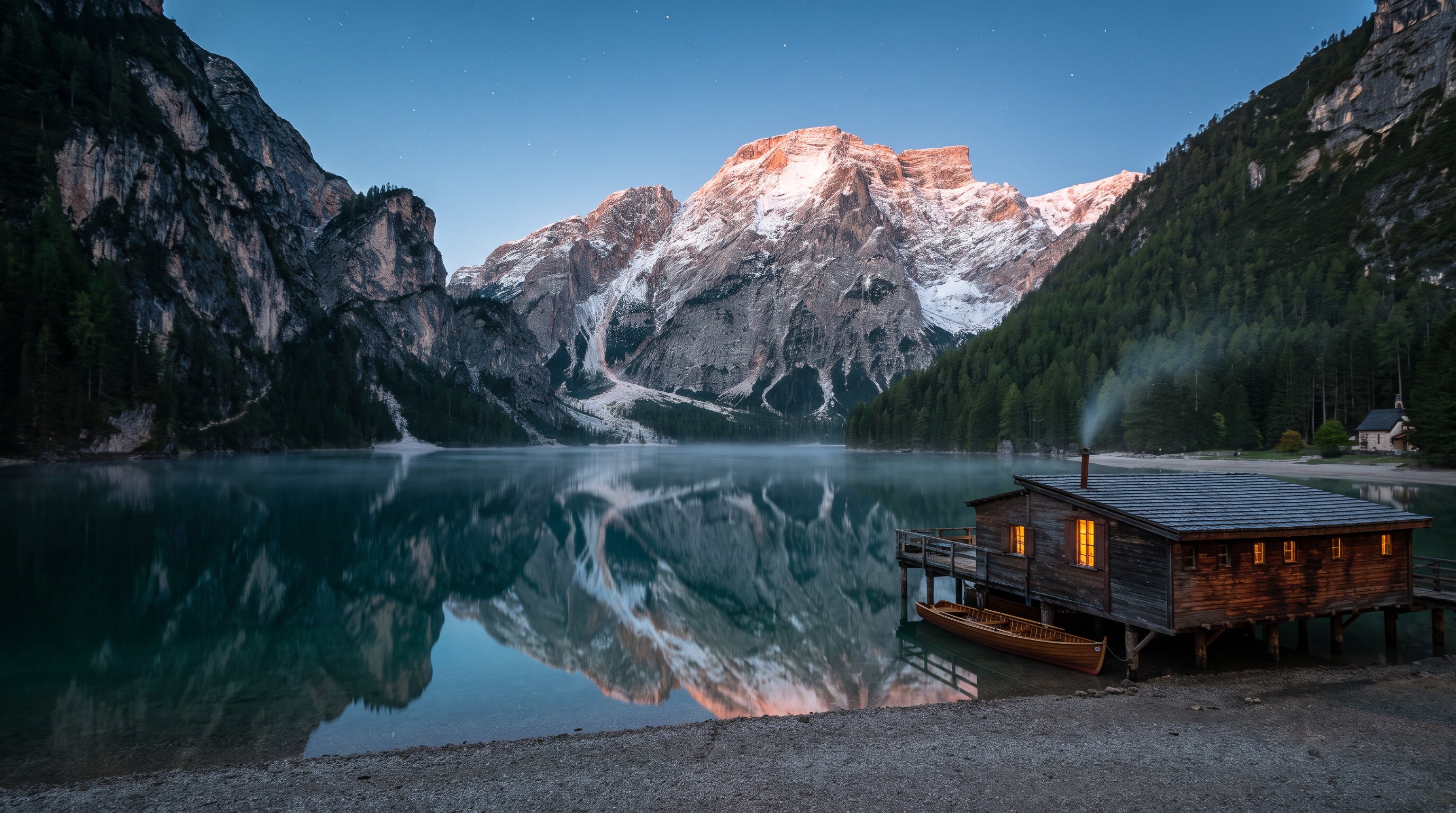 Nano Banana Pro Text-to-Image: Alpine lake at blue hour
