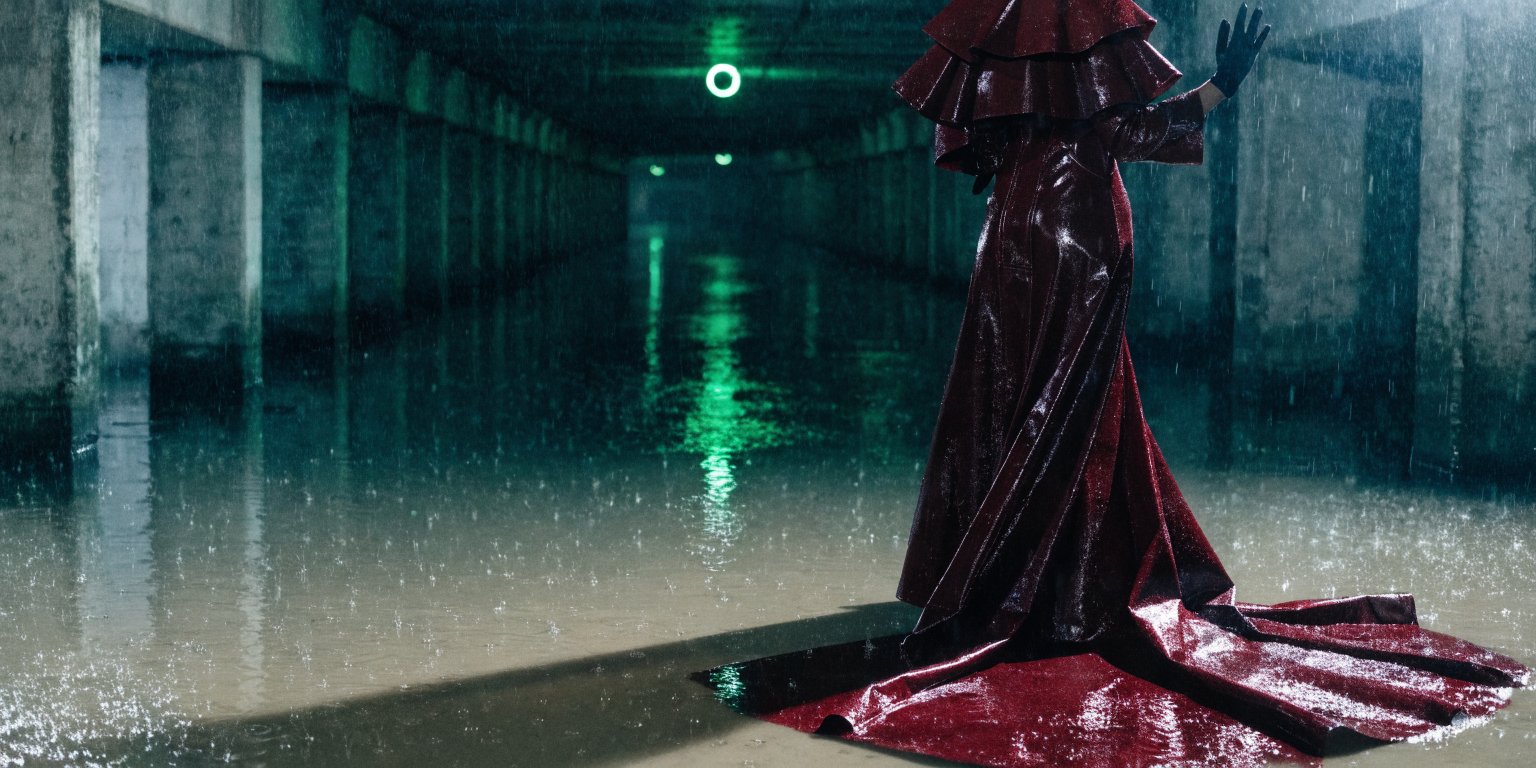 Recraft V4 Text-to-Image: Vinyl trench in the flooded underpass