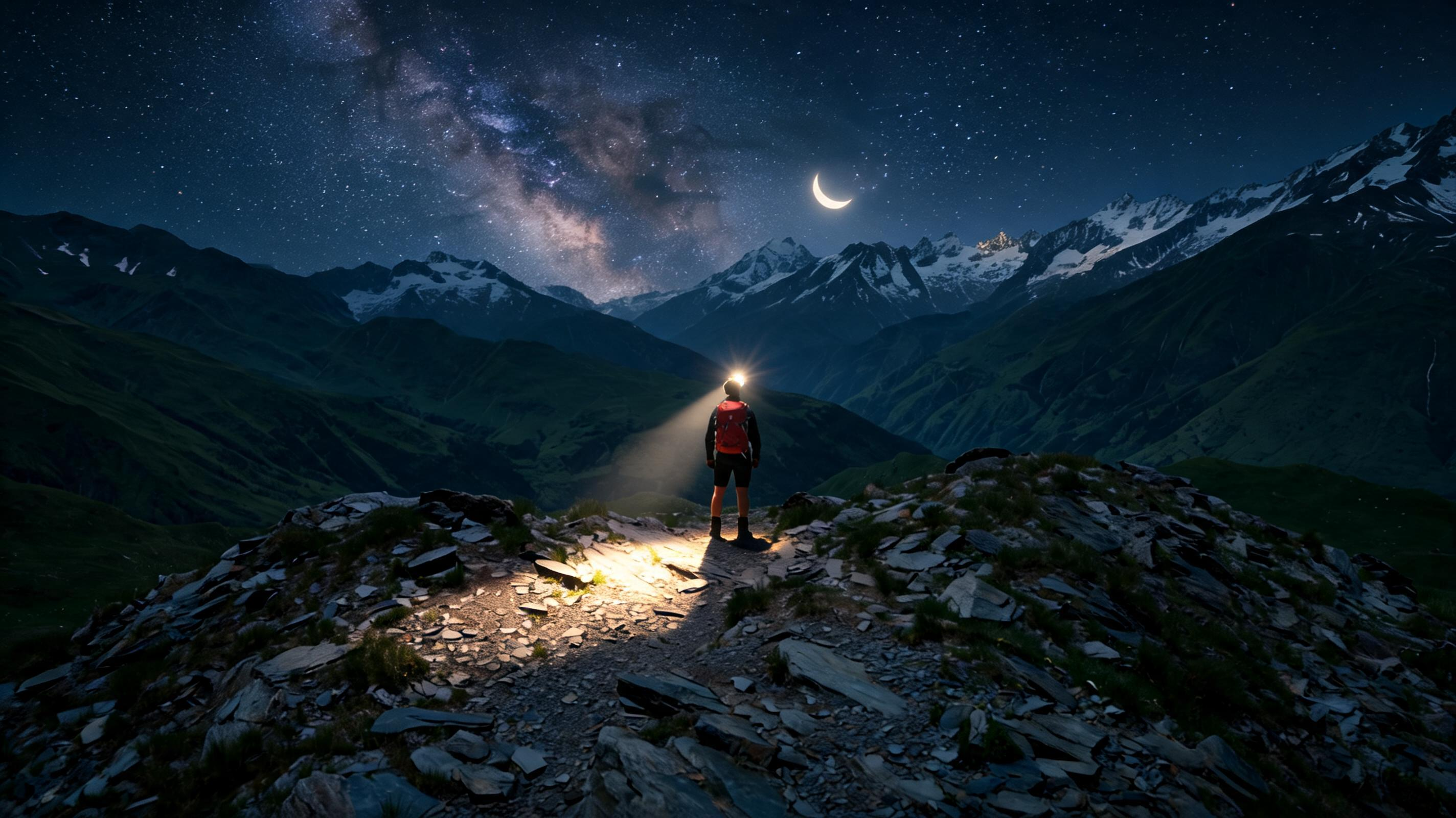 Seedream 5.0 Lite Image Edit: Ridge trail, day to starry night