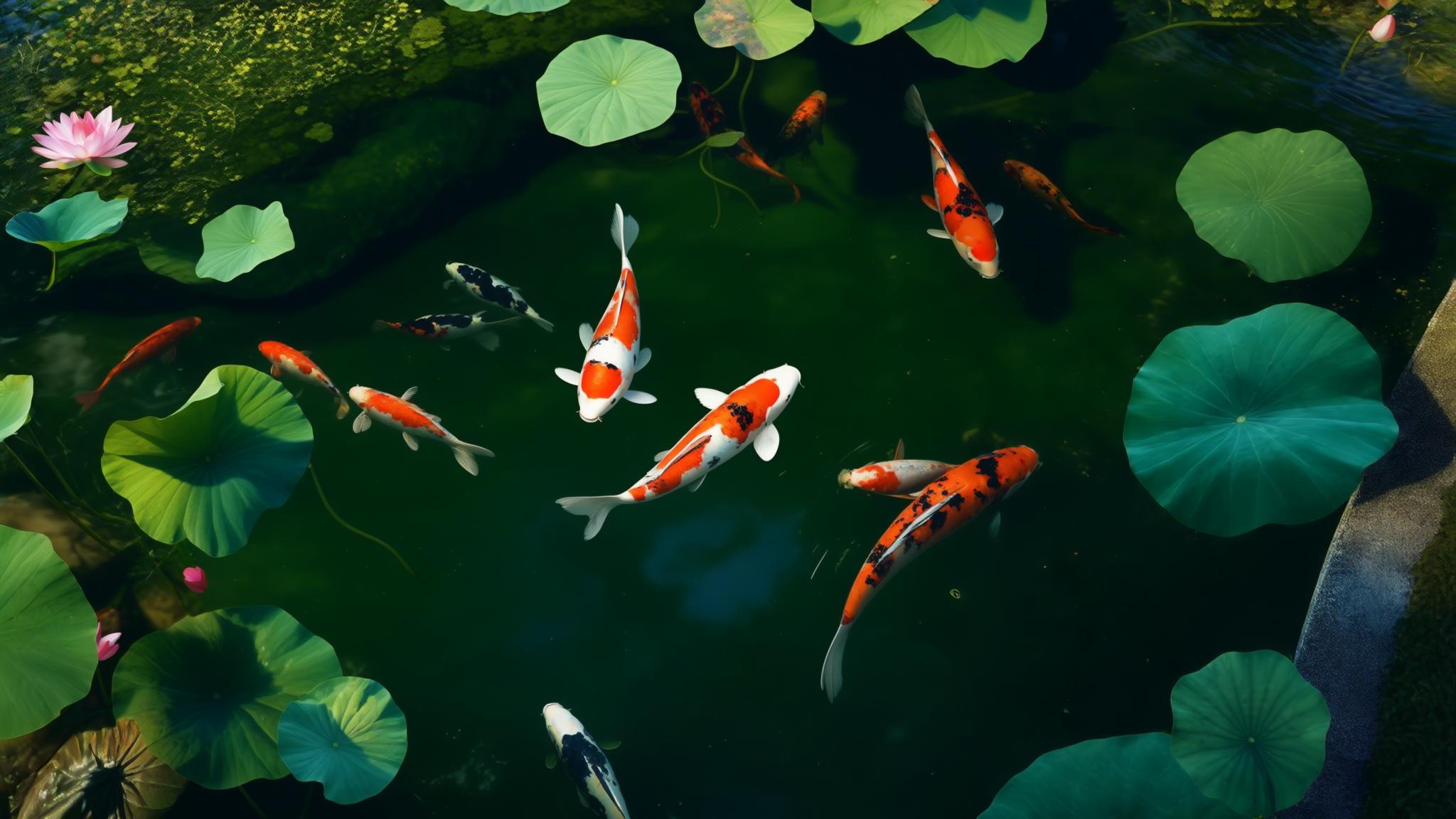 Luma Photon Flash 1 Text-to-Image: Koi pond from above