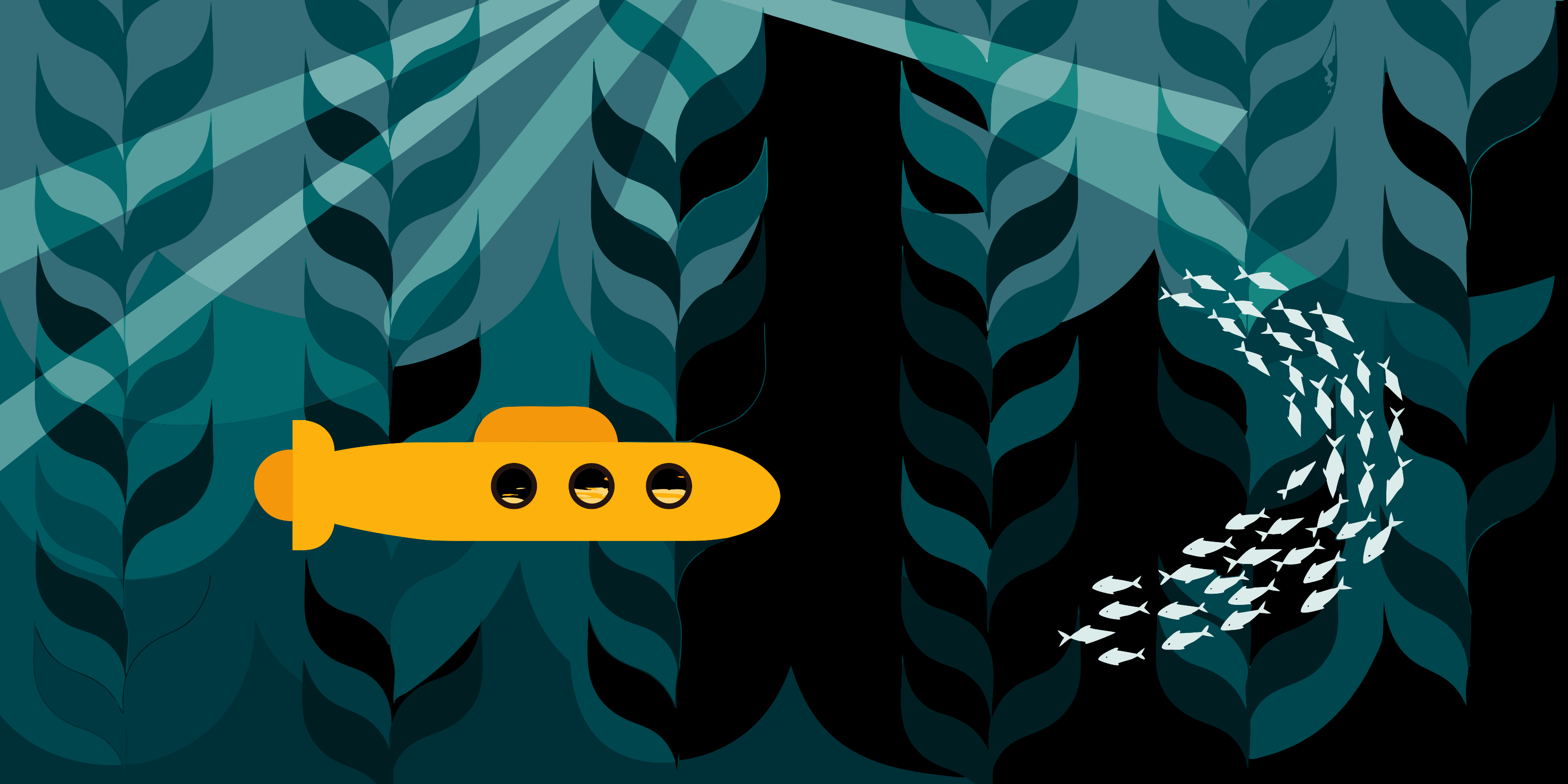 Recraft V4.1 Pro Text-to-Vector: Submarine over the kelp forest