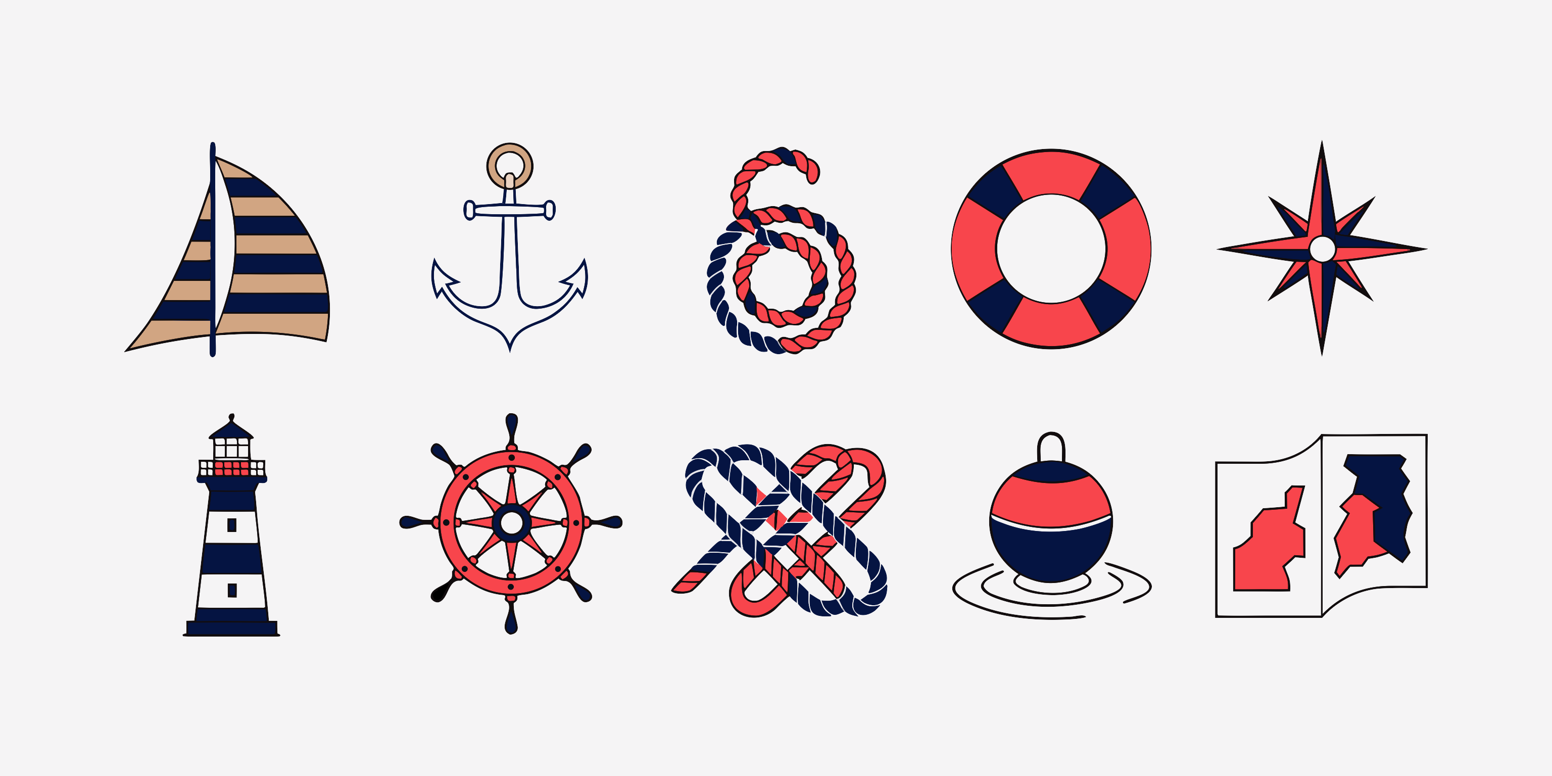 Recraft V4.1 Utility Pro Text-to-Vector: Sailing icon set